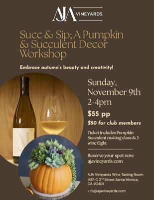 Succ + Sip: A Pumpkin & Succulent Decor Workshop