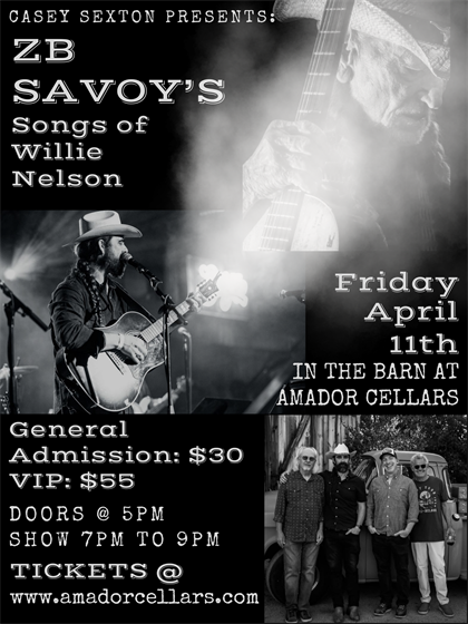 4/11/25  ZB Savoy's "Songs of Willie Nelson"- General Admission