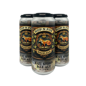 16oz 4 pack Hop N Fox Hazy Session Pale Ale