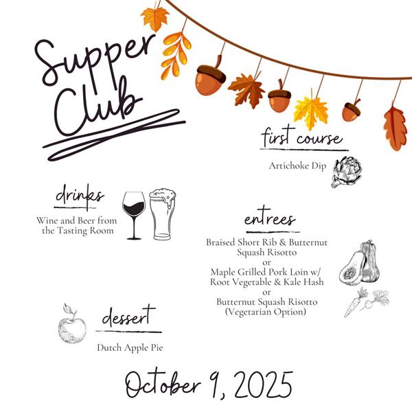 Bell Springs Supper Club Dinner - Thursday, October 9, 2025 - Reservation Only
