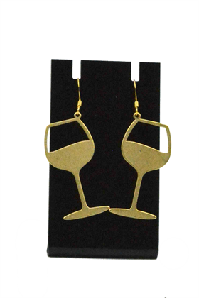 Earrings - Wine Glass - Gold