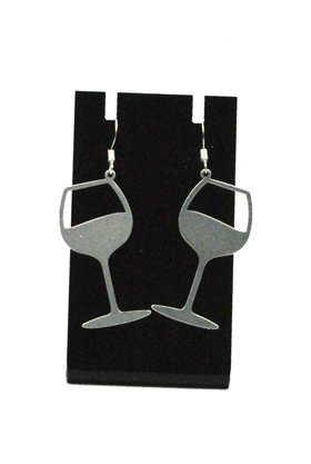 Earrings - Wine Glass - Silver