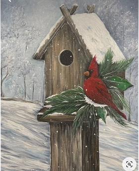 Sip & Paint Through the Seasons in Woodinville Nov 22nd: Winter Cardinal