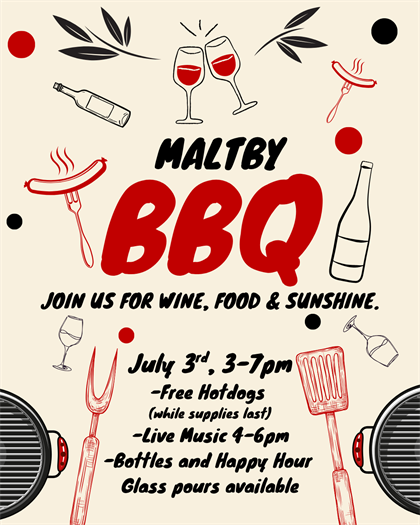 Maltby BBQ:  July 3, 3-7PM Maltby