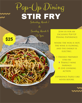 Pop-Up Dining Experience Stir-Fry 03/07/26