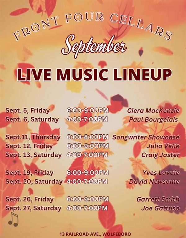 September Live Music Line Up