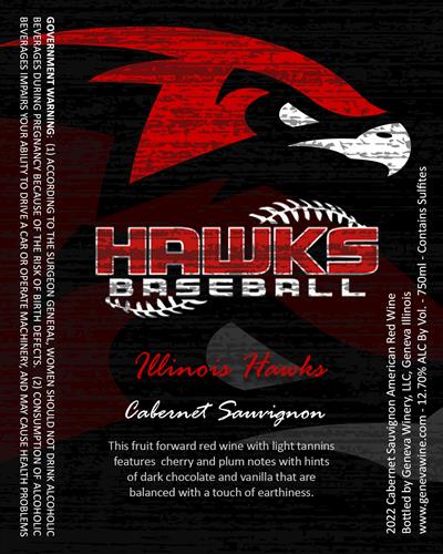 (Team Mark) Illinois Hawks Baseball Cabernet Sauvignon Wine, 750ml