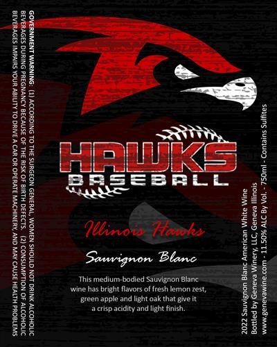 (Team Mark) Illinois Hawks Baseball Sauvignon Blanc Wine, 750ml