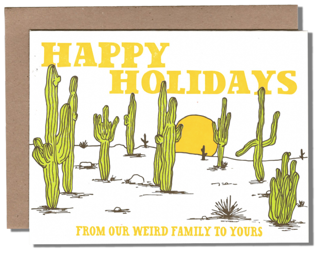 Weird Family Cactus Holiday Card