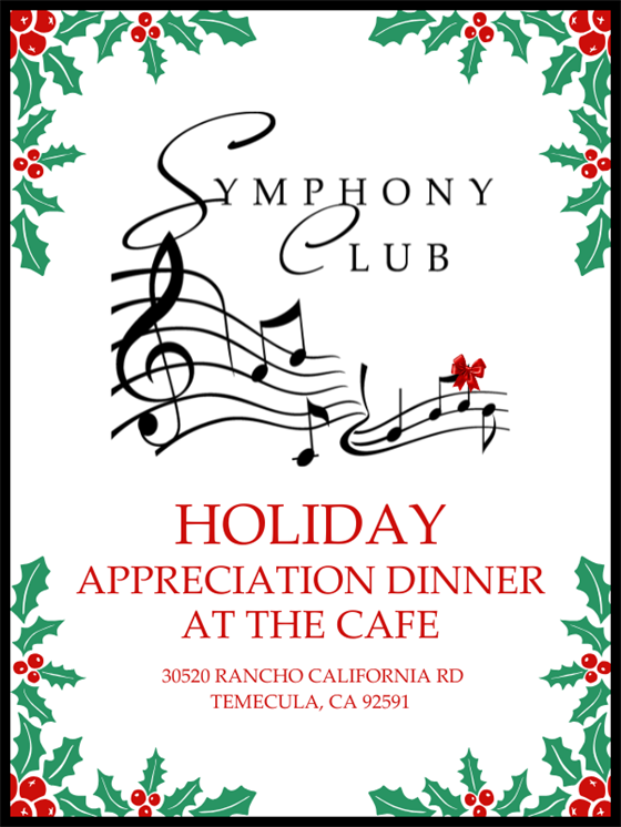 Symphony Holiday Appreciation Dinner - THURSDAY 12.18.25 @ Cafe