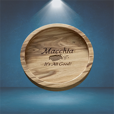 Olive Wood Wine Bottle Coaster - Macchia Logo