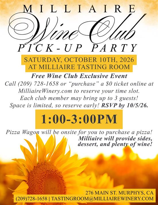 Ticket: 2026 Fall Wine Club Pick-up Party 1-3 pm