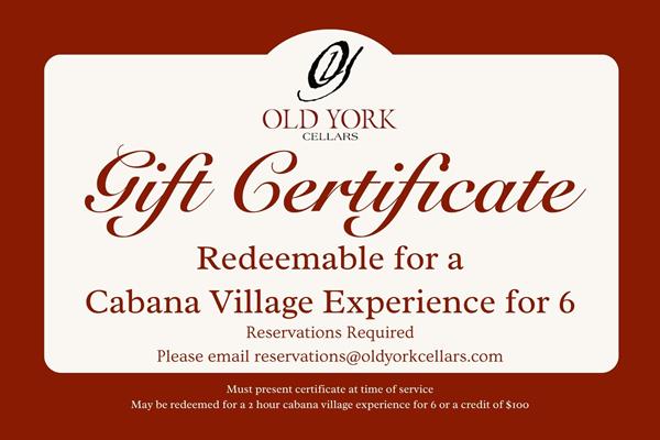 Cabana Village Experience for 6 Certificate