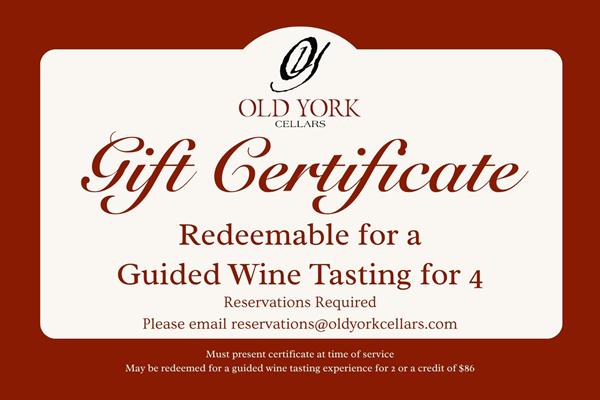 Guided Tasting for 4 Certificate