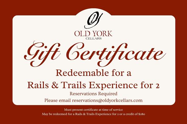 Rails & Trails Experience for 2 Certificate