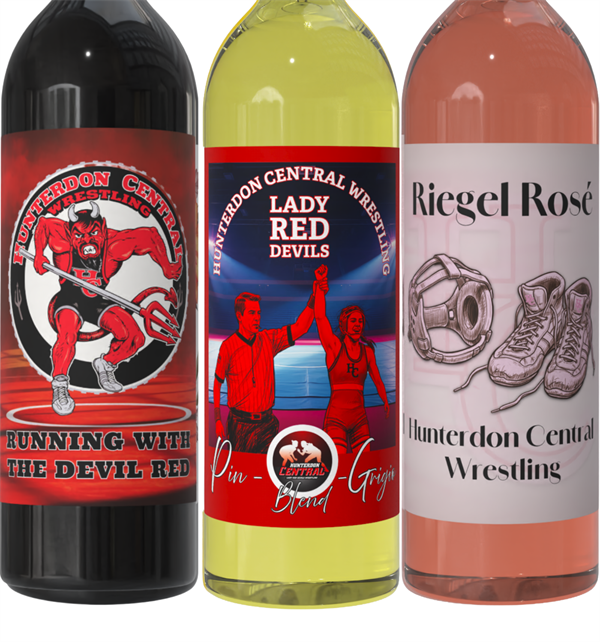 Hunterdon Central Red Devils Wrestling 3 Bottle Wine Collection