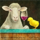 Sheep faced on wine with Chick