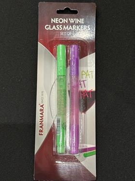 Neon Wine Glass Markers-Green/Purpl