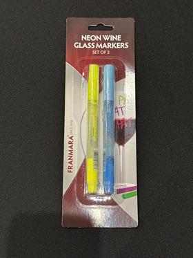 Neon Wine Glass Markers-Yellow/Blue