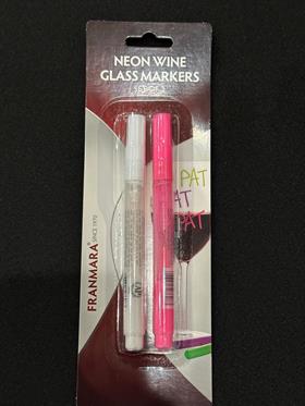 Neon Wine Glass Markers Pink/White