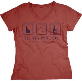 Telaya Wine 26  Women's Dyed Tee 3 Box Design-V Neck