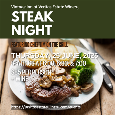 June 25 Steak Night 6:30pm Seating