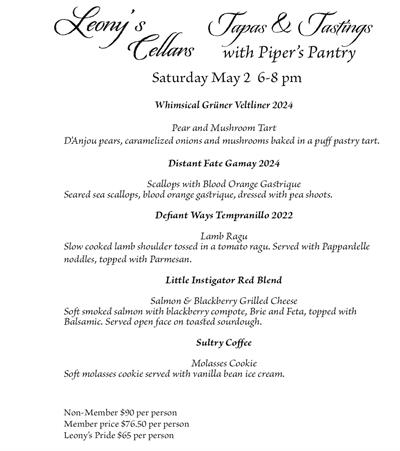 Tapas and Tasting with Piper's Pantry