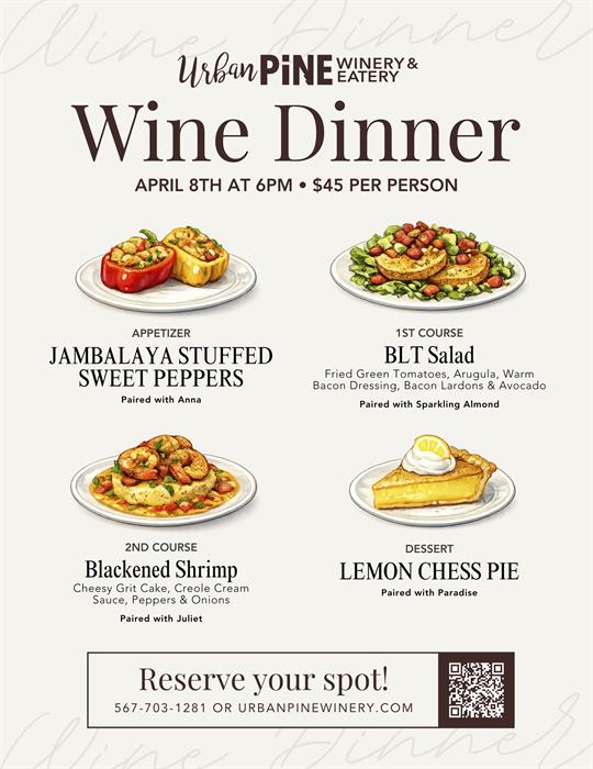 April Wine Dinner with Live Music featuring Abbigale!