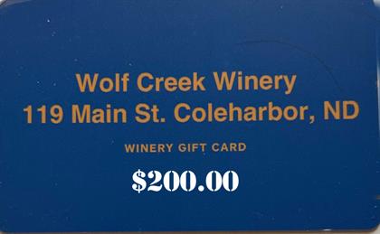 Wolf Creek Winery Electronic Gift Card 200